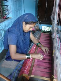 Badrun Nisha of KWWO weaving kota doria in Kaithoon
